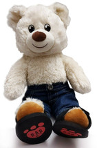 Build A Bear Lil Pudding Cub Plush Stuffed Animal Cream Jeans On Teddy Bear BAB - £20.43 GBP