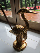 Large Flamingo Ceramic Statue Italy Gold Painted 25 X 16 X 9&quot; - £349.11 GBP