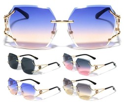 Womens Xl Oversized Rimless Square Butterfly Sunglasses Retro Designer Fashion - £7.15 GBP