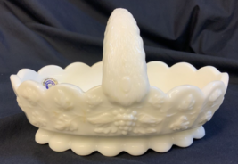 Westmoreland Milk Glass Split Handle Basket candy dish - £5.42 GBP