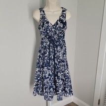 Liz Claiborne Lined Blue &amp; White Floral Sleeveless Dress ~ Sz 2 ~ Below ... - $22.49