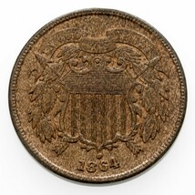 1864 Grande Lema Ee. Uu. 2 Centavo Pieza En Bu Estado, Marrón Color, Fuerte - $2,892.44 MXN