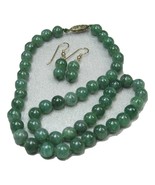 HANDCRAFT GEMS JADE 8mm KNOTTED NECKLACE earring set 16&quot; - £19.55 GBP