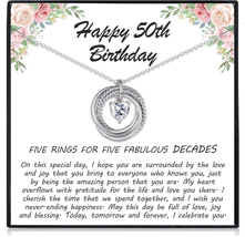 50Th Birthday Gifts for Women, Heart Cubic Zirconia Pendant Circles Necklace for - £33.17 GBP