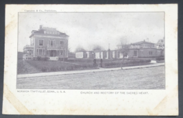 1900s Church &amp; Rectory of the Sacred Heart Norwich Taftville CT Postcard - £11.16 GBP