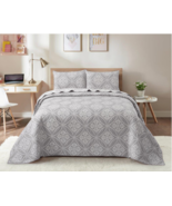 Farmhouse Gray White Pattern Reversible Quilt Set Trendy Popular  Cottag... - £68.21 GBP+
