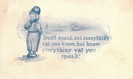 Comic Dutch Blue &amp; White Postcard Don&#39;t speak out everything vat you know but .. - £2.30 GBP