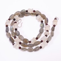 Natürlich Labradorite Mondstein Granat Edelstein Perlen Halskette 3-10 MM 18 &quot; - £8.56 GBP