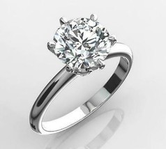 1.60CT Solitaire Real Round Cut White Moissanite Engagement Ring 14K White Gold - £186.23 GBP