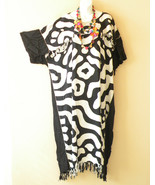 KD348 Black White Kimono Plus Size Caftan Kaftan Tunic Hippy Dress up to 5X - £23.41 GBP