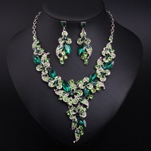 Romantic Clover Leaf Full Rhinestone Wedding Bridal Jewelry Set For Women Girl P - £27.28 GBP