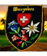 GRUYERES Vintage Embroidered Patch Badge SWITZERLAND Resort Souvenir Travel - £14.20 GBP