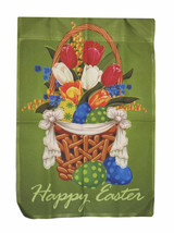 12X18 Happy Easter Eggs Egg Basket Green Banner Sleeved Garden 12X18 Flag - £14.38 GBP