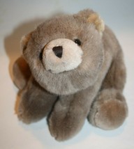 Chosun Teddy Bear Cub Taupe Tan Plush 9&quot; Sits Head Side Stuffed Animal Korea Vtg - £28.22 GBP