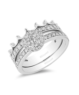 Enchanted Disney Fine Jewelry 1/2 CTTW Majestic Princess Crown Ring Brid... - £62.92 GBP