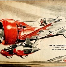 1949 Aviation Gee Bee Super Sportster Art Print Douglas Rolfe Air Trails... - $47.50