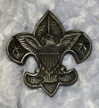 Vintage Boy Scout Paper Weight Iron Eagle Shield Stars Emblem Felt On Back - $28.04