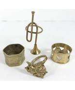 Lot 4 Brass Napkin Rings Holders Vintage Angel Horn Hearts Rustic - £7.90 GBP