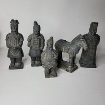 Terracotta Chinese Warriors and Horse Set of 5 Statues Figurines Vintage... - £28.33 GBP