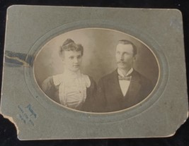 Couple Vintage Oval Cabinet Card by Granger Brown City Michigan 5.5 x 7 in Rough - £5.44 GBP