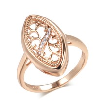 Trend 585 Rose Gold Ring For Women Micro Wax Inlay Natural Zircon Hollow Flower  - £7.23 GBP