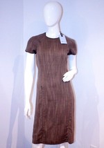 BLUMARINE Straight RUNWAY Slit DRESS Zip BROWN Italy WOOL Blend 6 $600 - $514.77