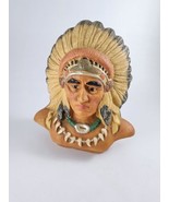 Vtg Native American Chief Bear Tooth Necklace Plaster Ceramic Figurine S... - £28.67 GBP