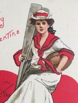 HBG Griggs Valentines Day Embossed Girl on Heart L &amp; E Series 2218 Postcard 1909 - £10.21 GBP