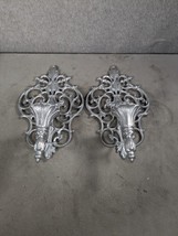 Sconces Metal Wall Taper Candle Holder Set 2 Lot Decorative Pair - $31.98