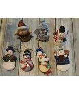 Seven (7) Holiday Decorations ~ Snowmen Design ~ Glass &amp; Bell Ornaments ~ 4 - £20.60 GBP