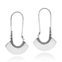 Chic Balinese-Inspired .925 Sterling Silver Fan Shaped Dangle Earrings - $34.84