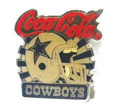 Coca Cola Dallas Cowboys Football Enamel Metal Pin (Circa 1990&#39;s) - £7.40 GBP