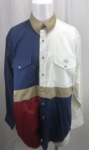 Roper Men Western Shirt XL Long Sleeve Colorblock Brushpopper Button Up Cowboy - £14.85 GBP