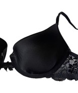 Dream Angels Floral Victoria&#39;s Secret Black Lace Accents Bra 34A Flowers... - £13.70 GBP