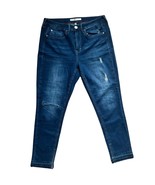 Seven7 High Rise Skinny Dark Wash Distressed Jeans Slit Ankle Raw Hem si... - $46.63 CAD