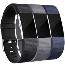 Bands Replacement Compatible With Fitbit Charge 2, 3-Pack, Large Gray/Bl... - £11.75 GBP
