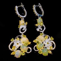 Ethiopian Opal and Peridot Drop Earrings Sterling Silver - £84.08 GBP