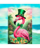 St. Patrick&#39;s Day Pink Flamingo Garden Flag - $8.95+