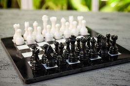 Premium Quality Marble Black &amp; White Chess Set with Pieces Personalized ... - £350.32 GBP