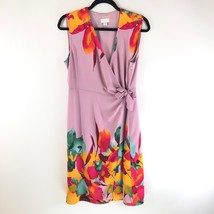 Christian Siriano for J. Jill Wrap Dress Sleeveless Floral Purple Yellow M Petit - £26.69 GBP