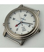 Joe Boxer by Timex Quartz Watch Men Silver White Compass Style ~For Part... - $23.74