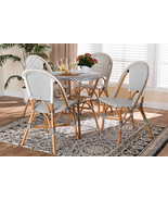 Barnes Black and White Weaving and Natural Brown Rattan 5-Piece Bistro Set - $18,895.42 MXN