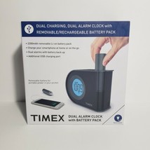 TIMEX T402 Dual Charging  Alarm Clock w/ Removable Rechargable USB Batte... - £13.44 GBP