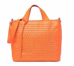 Vince Camuto Remy Woven Leather Shoulder Strap Zip Snap Tote Bag Monarch... - $118.79