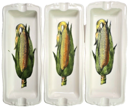 Vintage Set of 3 Corn on the Cob Holder Dishes Original JSC Design 10.25&quot;x4.25&quot; - £26.13 GBP