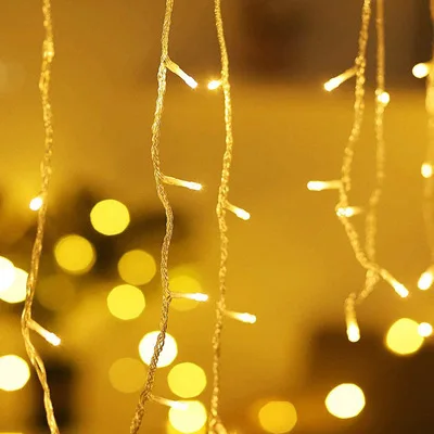 Icicle String Lights Christmas Decorations Solar LED Gar Curtain Light Outdoor I - £59.93 GBP