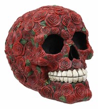Day of The Dead Red Floral Roses With Green Petals Sugar Skull Figurine Decor - £17.25 GBP