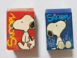 P EAN Uts Snoopy Eraser 2 Pieces Cute Rare Cute Flomo Old Vintage Red Blue - £19.68 GBP