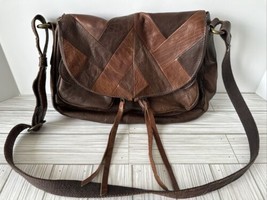 Lucky Brand Brown Leather Crossbody Purse Bag Front Zipper Separate Comp... - £29.12 GBP