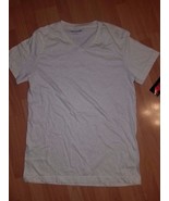 Off White short sleeve V NECK T SHIRT Men&#39;s soft cotton V neck T shirt M - $13.72